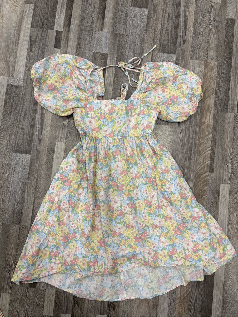 Jillian Harris x Joe Fresh Pastel Floral Puff Sleeve Day Dress Small - Picture 4 of 6